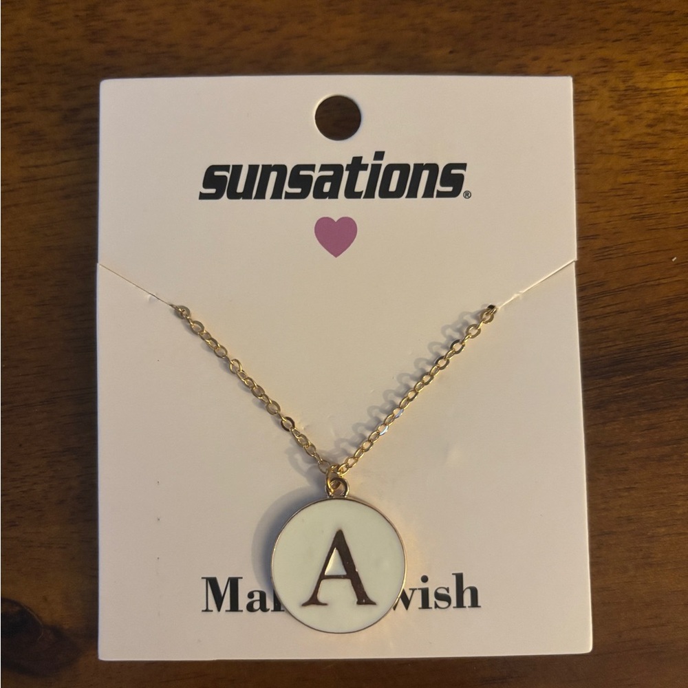 White and Gold Colored “A” Necklace
